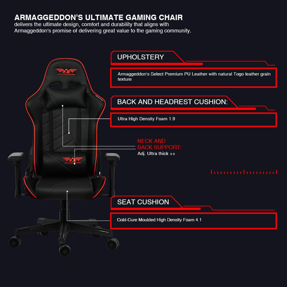 armaggeddon shuttle ii premium pu leather ultimate gaming chair